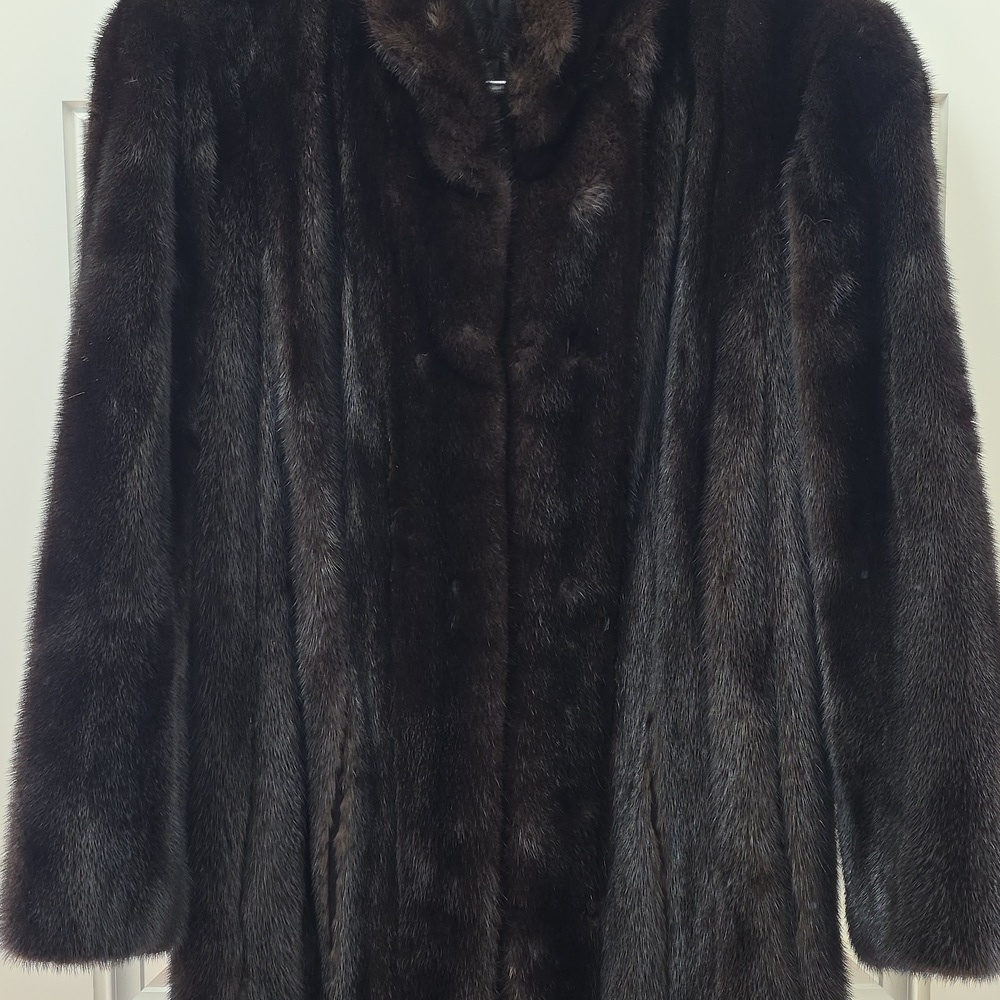 Antonovich Black/Dark Brown Full Length Mink Coat. Size Medium - Picture 3 of 14